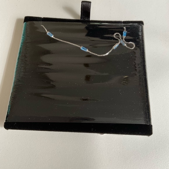 .925 Sterling silver necklace/ March birthstone necklace - Picture 2 of 3